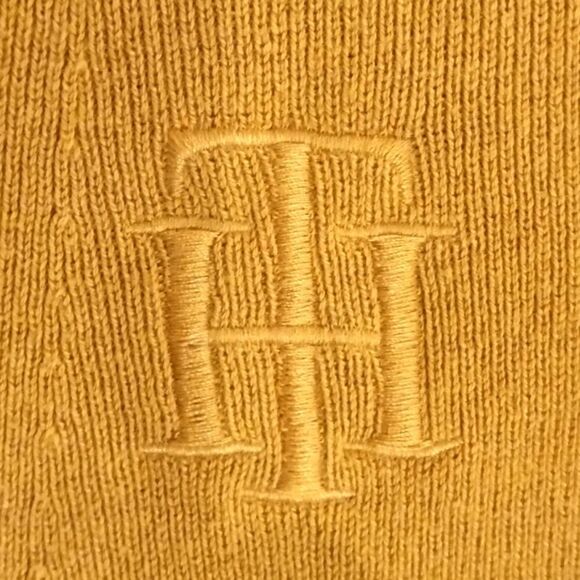 Tommy Hilfiger Mustard Yellow Embroidered Long Sleeve Knit Pullover Swea… - Picture 5 of 6